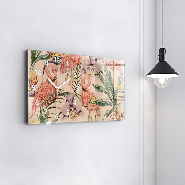 Horizontal wall clock Tropical palm leaves