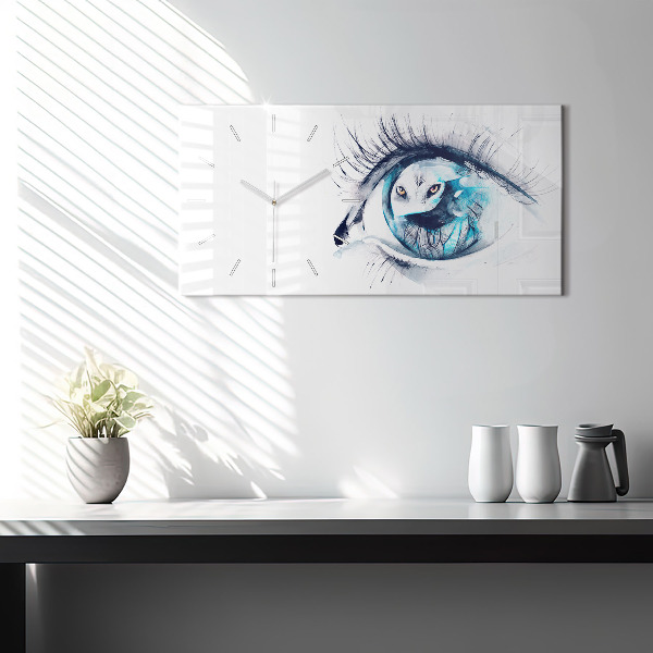 Horizontal wall clock Wolf Eye Illustration