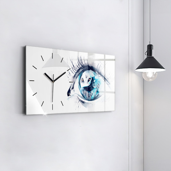 Horizontal wall clock Wolf Eye Illustration