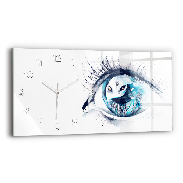 Horizontal wall clock Wolf Eye Illustration