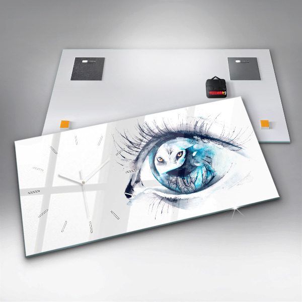 Horizontal wall clock Wolf Eye Illustration