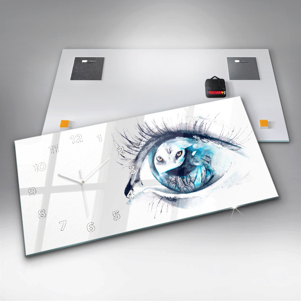 Horizontal wall clock Wolf Eye Illustration