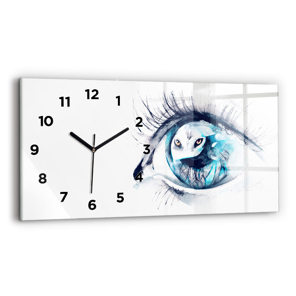 Horizontal wall clock Wolf Eye Illustration