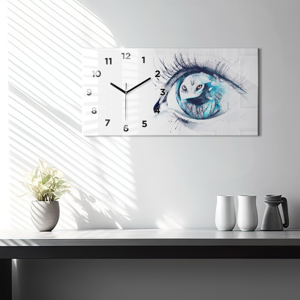 Horizontal wall clock Wolf Eye Illustration