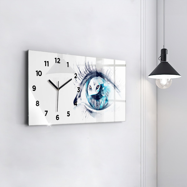 Horizontal wall clock Wolf Eye Illustration