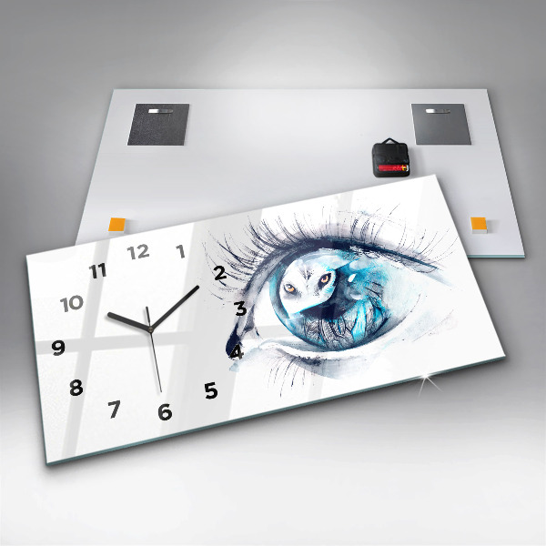 Horizontal wall clock Wolf Eye Illustration