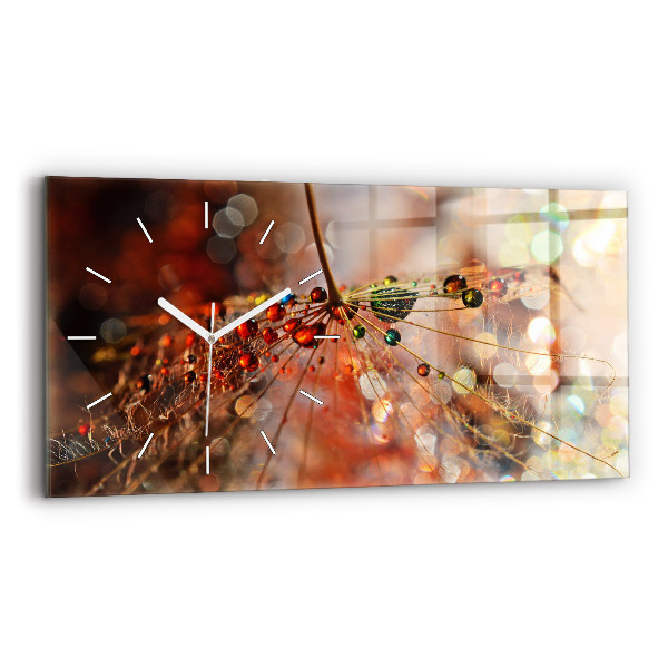 Horizontal wall clock Dandelion with dew