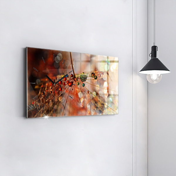 Horizontal wall clock Dandelion with dew