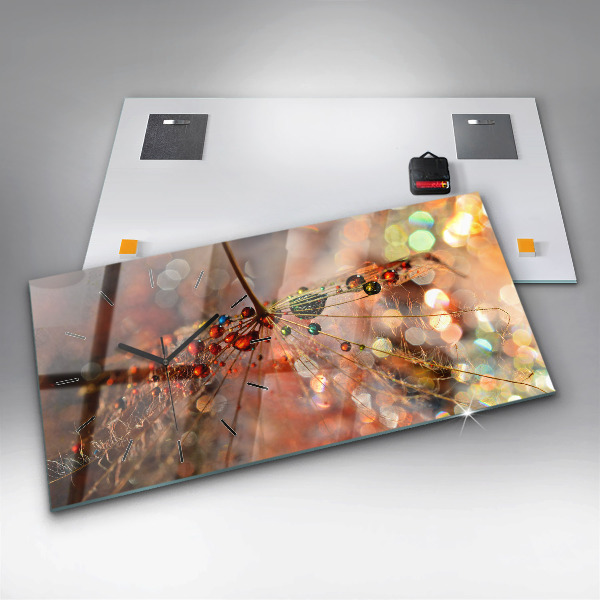 Horizontal wall clock Dandelion with dew