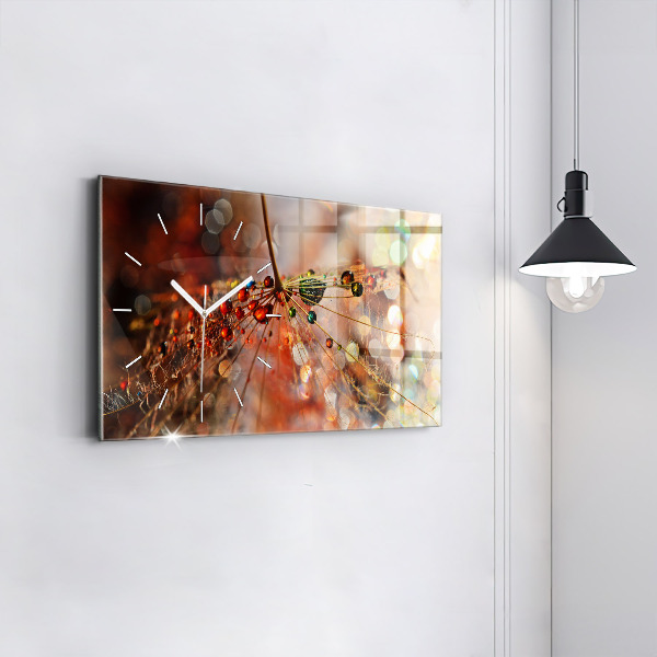 Horizontal wall clock Dandelion with dew