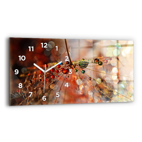 Horizontal wall clock Dandelion with dew