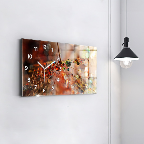 Horizontal wall clock Dandelion with dew