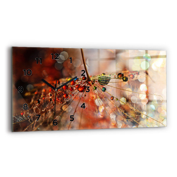 Horizontal wall clock Dandelion with dew