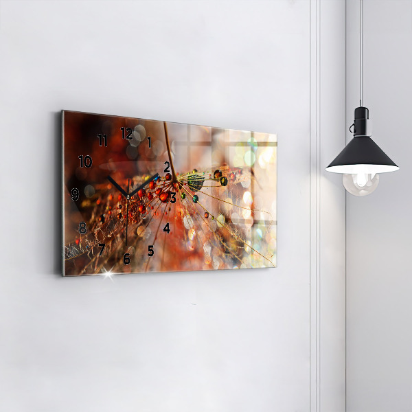 Horizontal wall clock Dandelion with dew