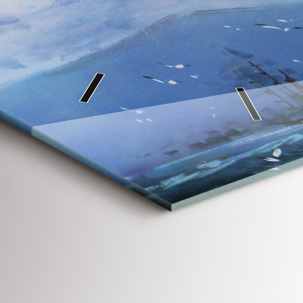 Horizontal wall clock A ship on the water