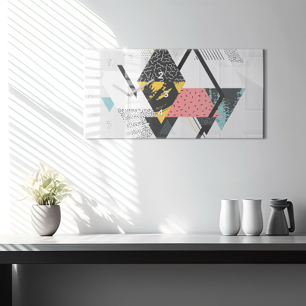 Horizontal wall clock Geometric pattern
