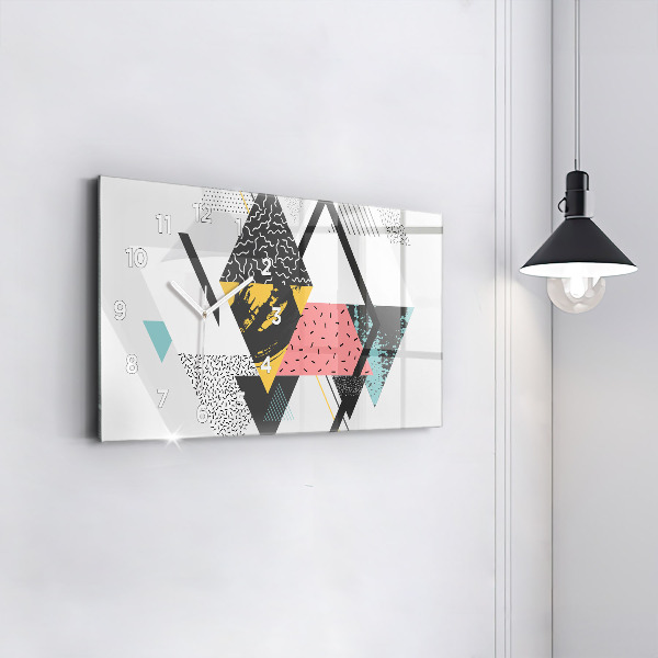 Horizontal wall clock Geometric pattern