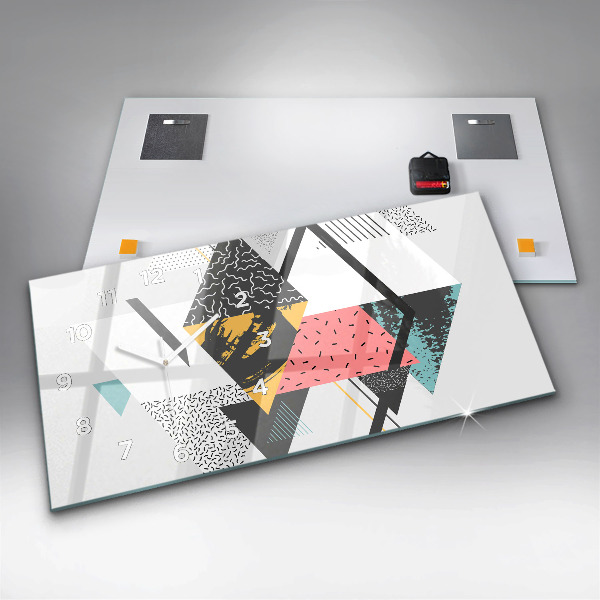 Horizontal wall clock Geometric pattern