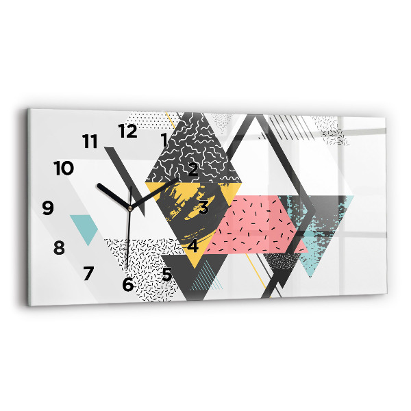 Horizontal wall clock Geometric pattern