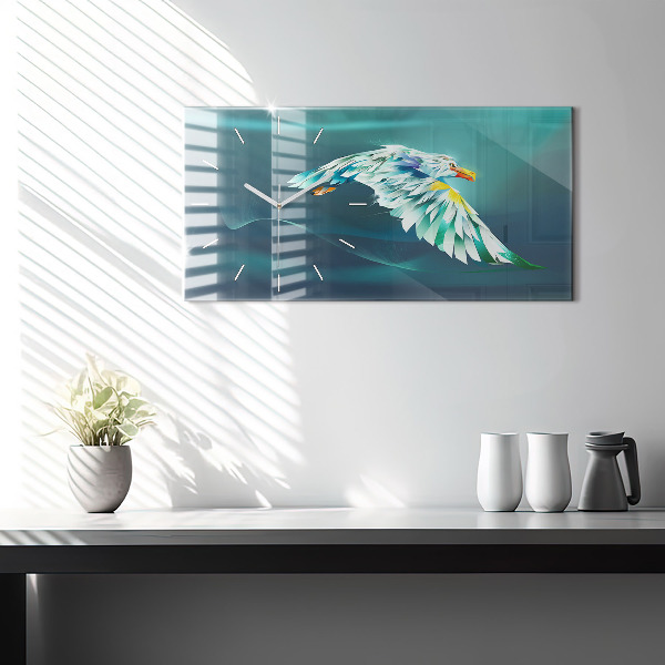 Horizontal wall clock Image of a Flying Eagle