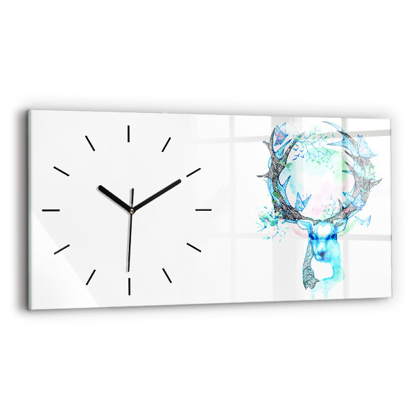 Horizontal wall clock Deer illustration
