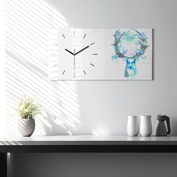 Horizontal wall clock Deer illustration