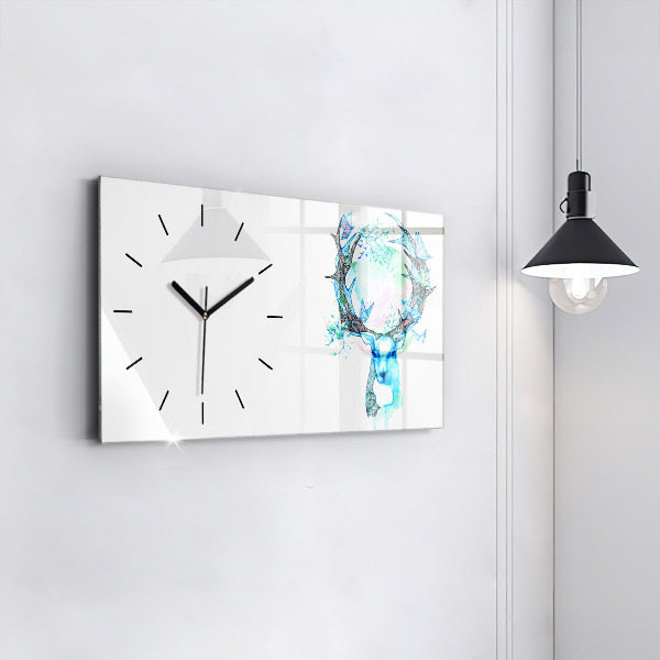 Horizontal wall clock Deer illustration