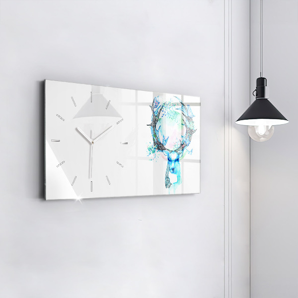 Horizontal wall clock Deer illustration