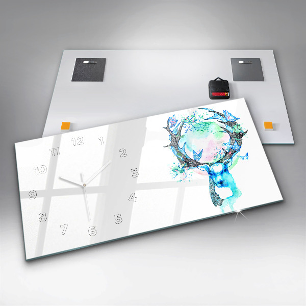 Horizontal wall clock Deer illustration