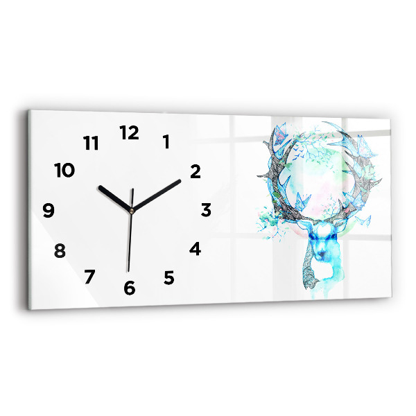 Horizontal wall clock Deer illustration