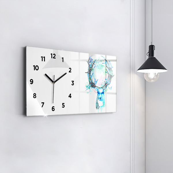 Horizontal wall clock Deer illustration