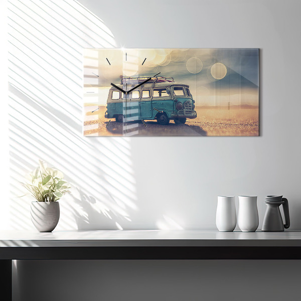 Horizontal wall clock Camper on the beach