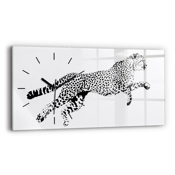Horizontal wall clock Silhouette of a panther