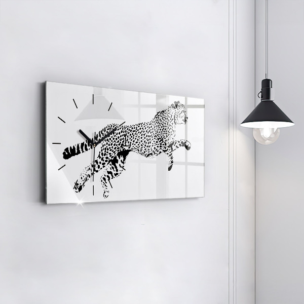 Horizontal wall clock Silhouette of a panther