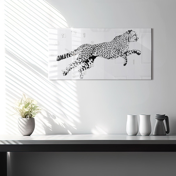 Horizontal wall clock Silhouette of a panther