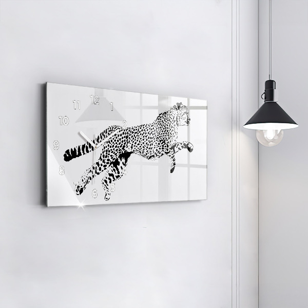 Horizontal wall clock Silhouette of a panther