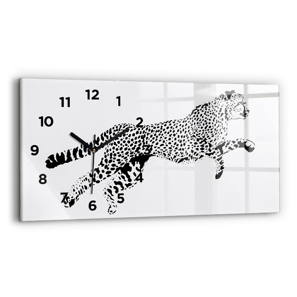 Horizontal wall clock Silhouette of a panther