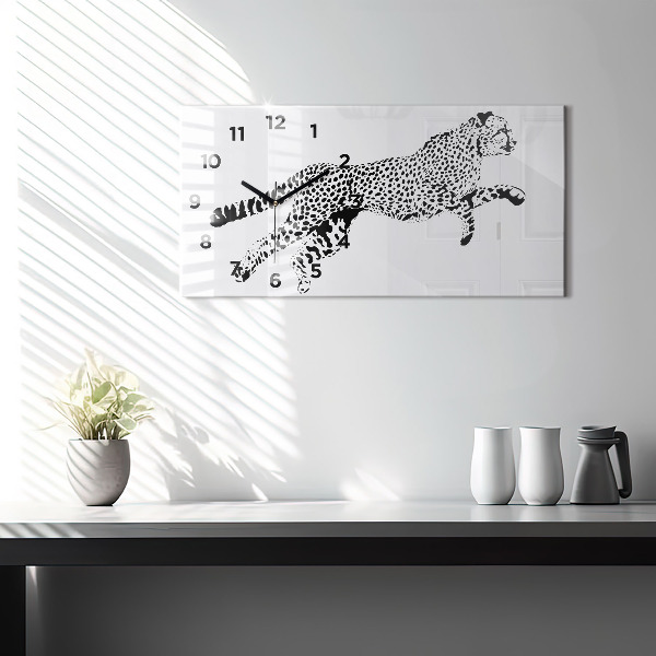 Horizontal wall clock Silhouette of a panther