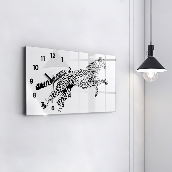 Horizontal wall clock Silhouette of a panther