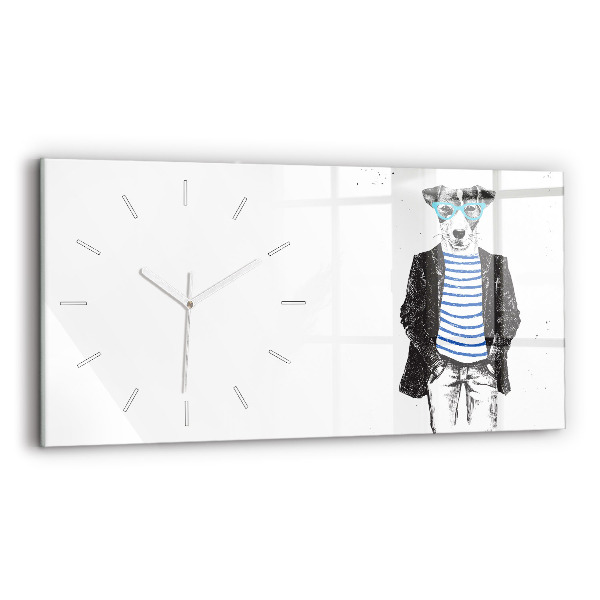 Horizontal wall clock A dog in a human body