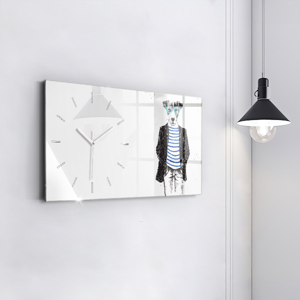 Horizontal wall clock A dog in a human body