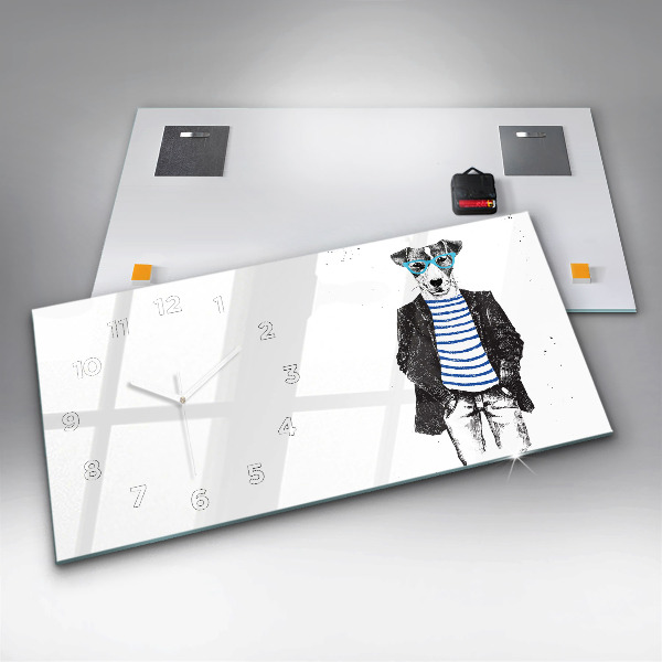 Horizontal wall clock A dog in a human body