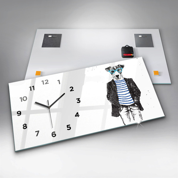 Horizontal wall clock A dog in a human body