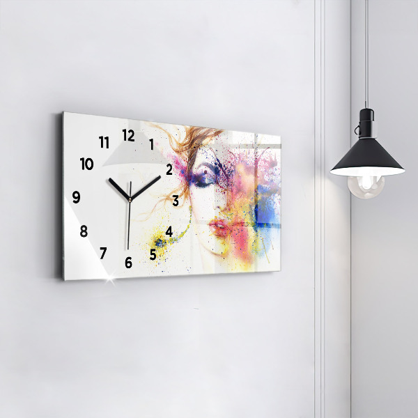 Horizontal wall clock Portrait of a Mysterious Woman
