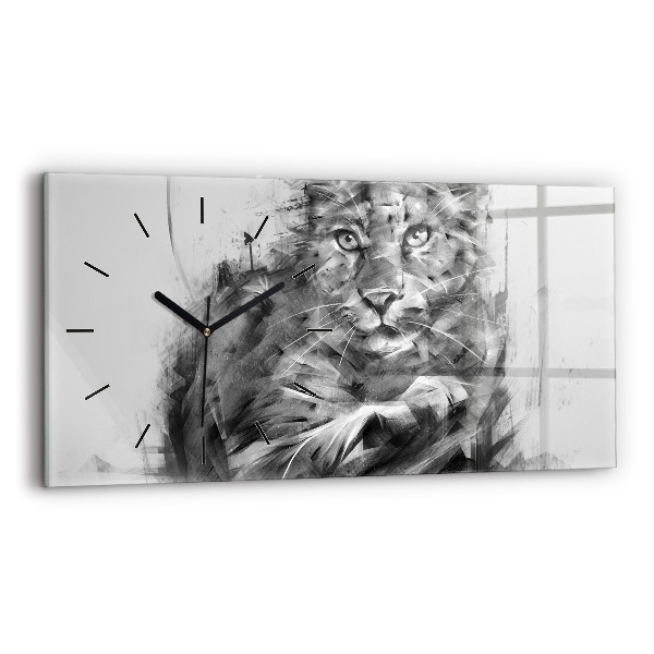 Horizontal wall clock Painted lion