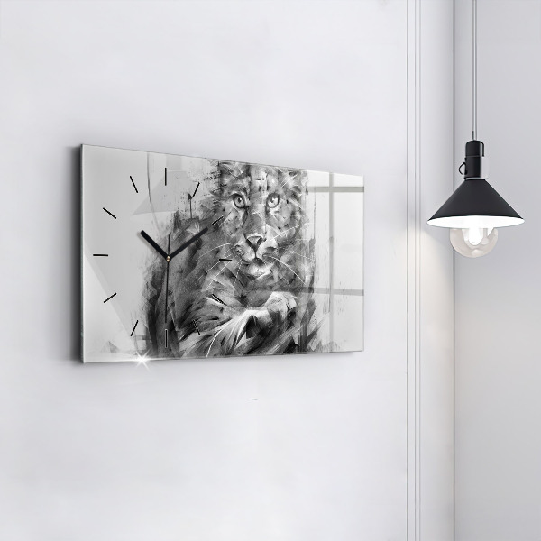 Horizontal wall clock Painted lion