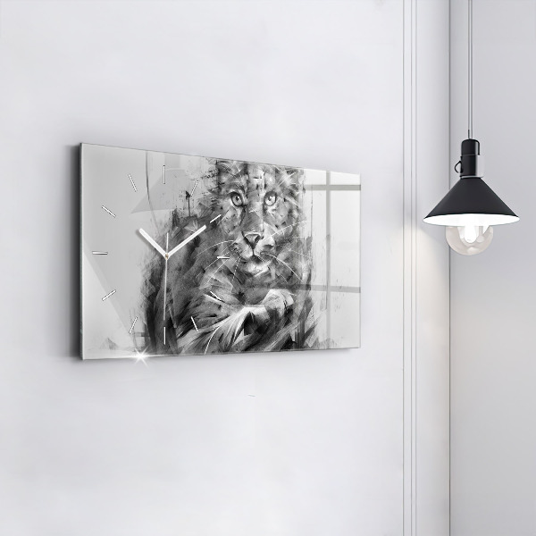 Horizontal wall clock Painted lion