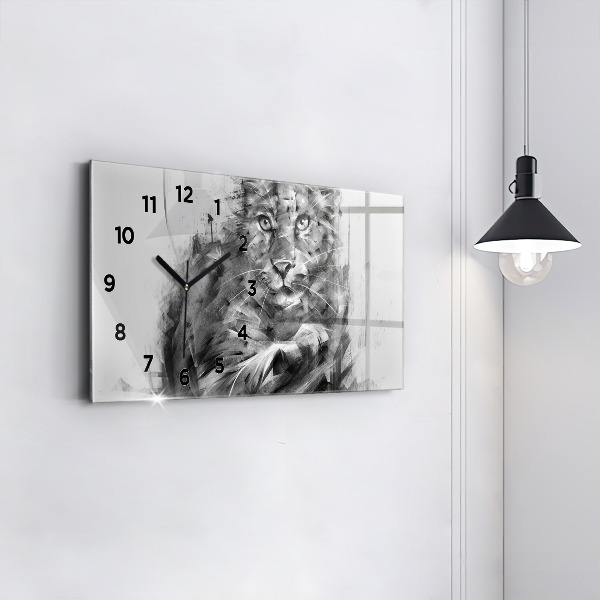 Horizontal wall clock Painted lion