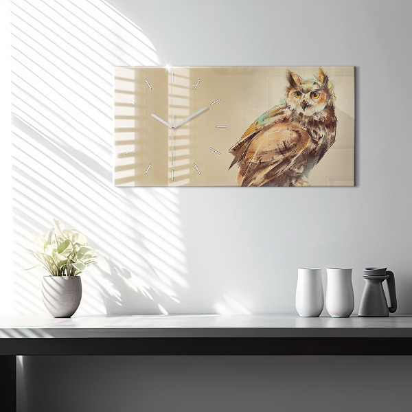 Horizontal wall clock Owl - a sign of wisdom