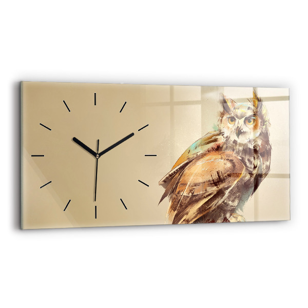 Horizontal wall clock Owl - a sign of wisdom